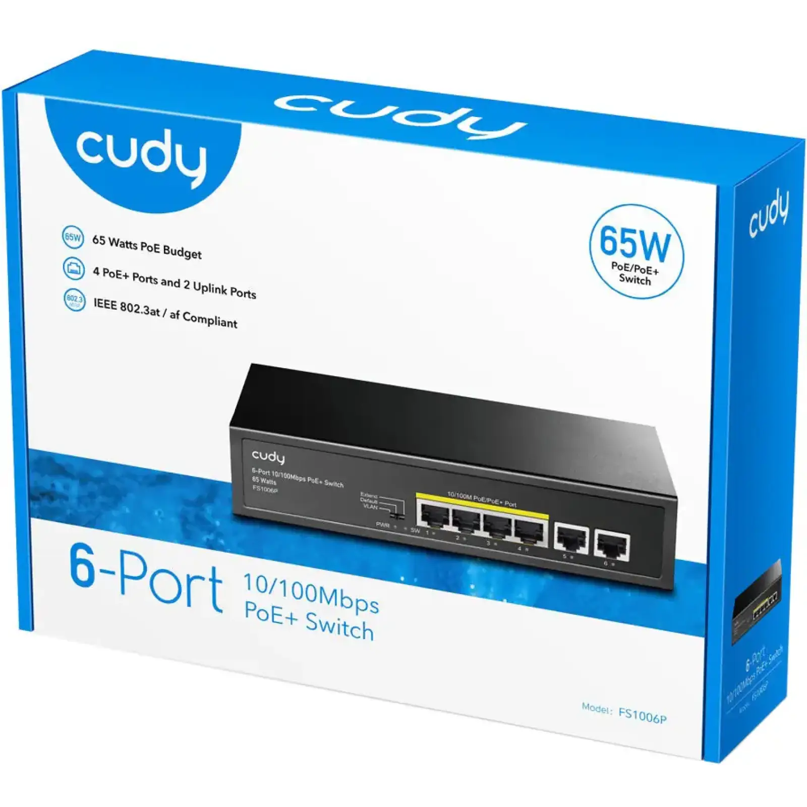 Комутатор Cudy FS1006P, 6 портовий 10/100M PoE+Switch 60W UA