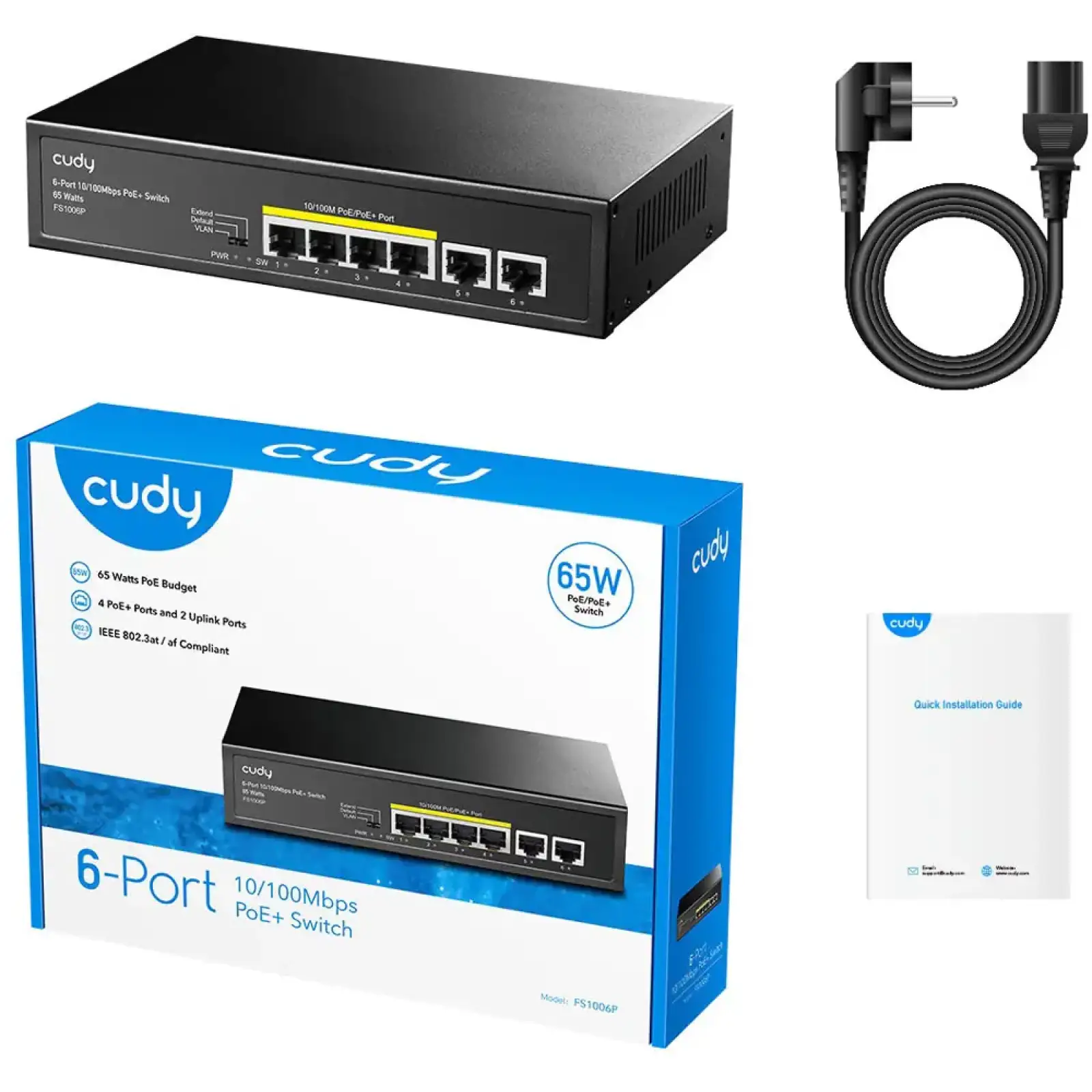 Комутатор Cudy FS1006P, 6 портовий 10/100M PoE+Switch 60W UA