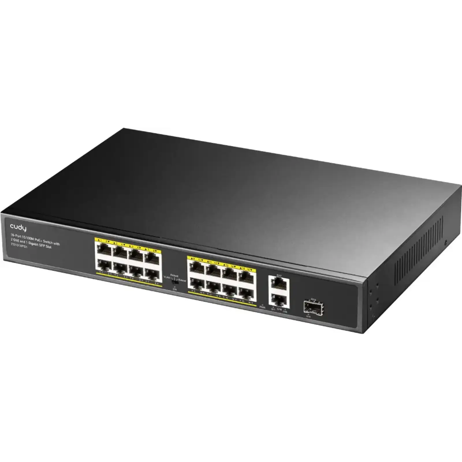 Комутатор Cudy FS1018PS1, 16 порт 10/100M PoE+ Switch with 2 Gigabit Uplink and 1 SFP Port 200W UA