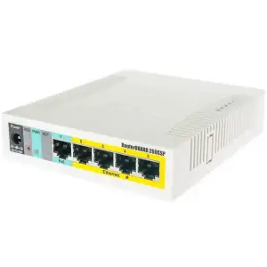 Комутатор Mikrotik RB260GSP, 5 Gigabit ports and SFP cage, SwOS, plastic case, PSU, POE-OUT (CSS106-1G-4P-1S) UA