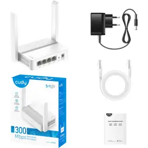 Маршрутизатор Cudy WR300, N300 Wi-Fi Router, 802.11b/g/n,300Mbps, 2.4GHz, 4 × 10/100Mbps Ports, 2 × UA