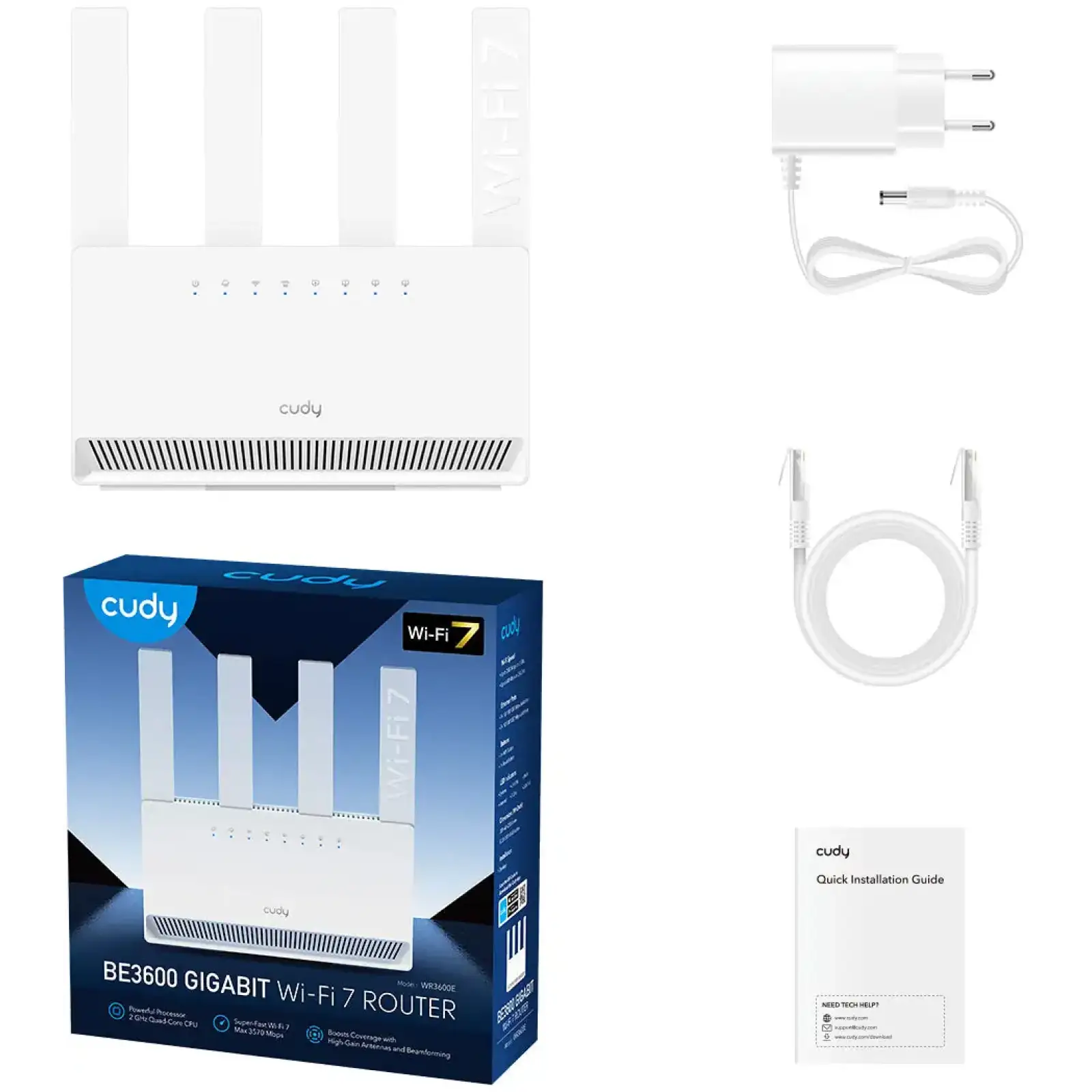 Маршрутизатор Cudy WR3600E, BE3600 Gigabit Wi-Fi 7 Router UA