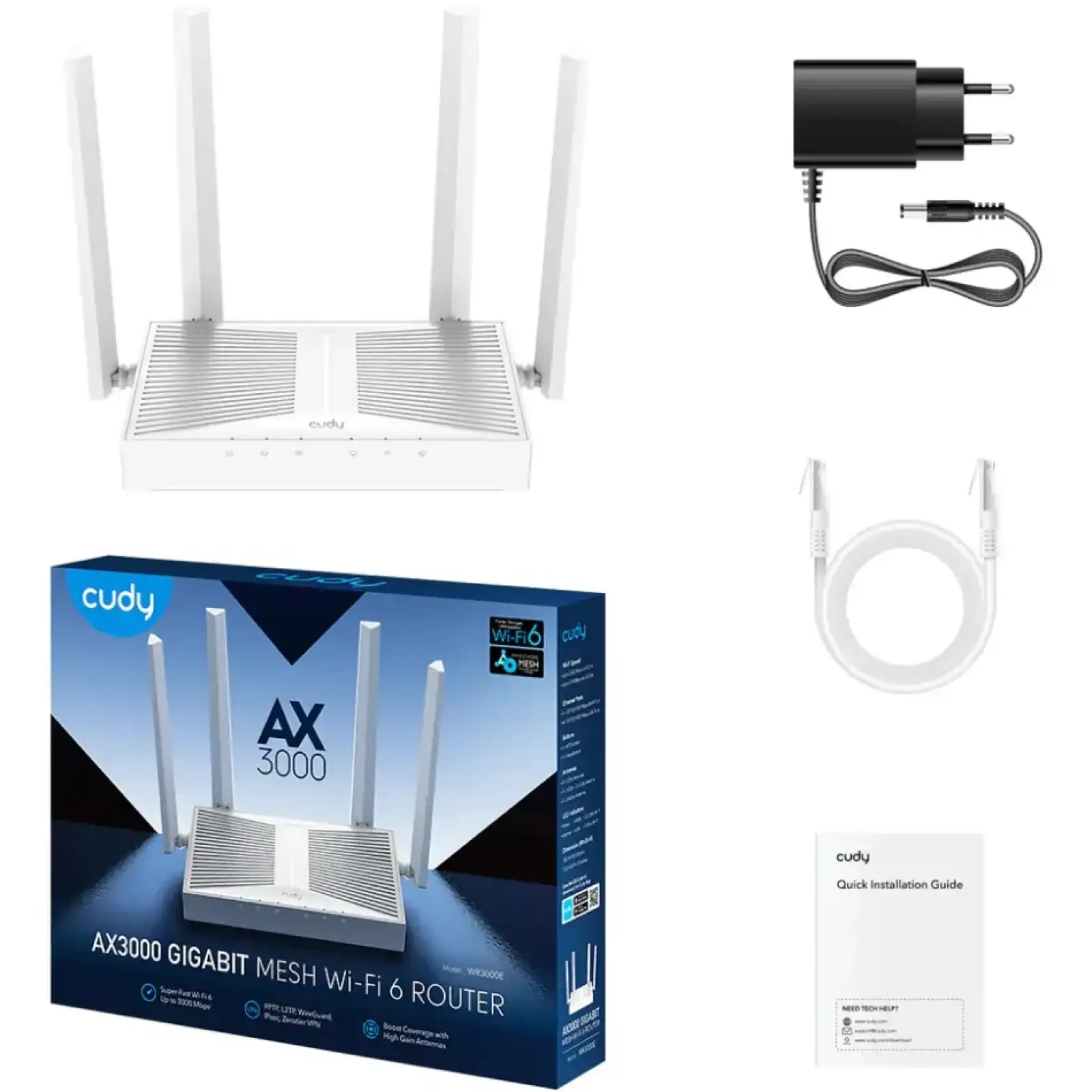 Маршрутизатор Cudy WR3000E, AX3000 Gigabit Wi-Fi 6 Mesh Router UA