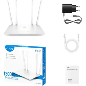 Маршрутизатор Cudy WR300S, Wi-Fi, 802.11b/g/n, 300Mbps 2.4GHz, 5×10/100Mbps, 4×5dBi an, WiFi, IPv6 UA