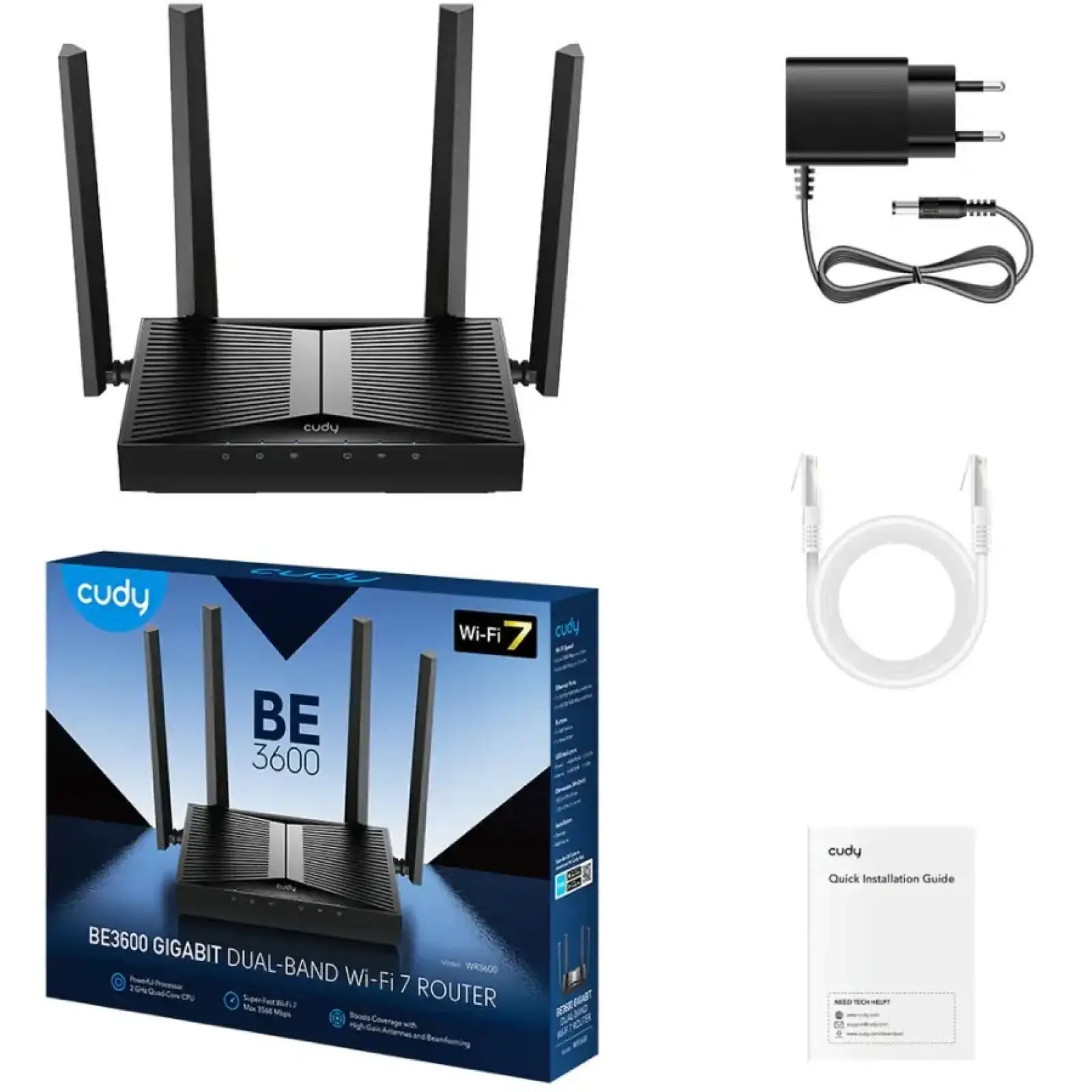Маршрутизатор Cudy WR3600, BE3600 Gigabit Wi-Fi 7 Router UA