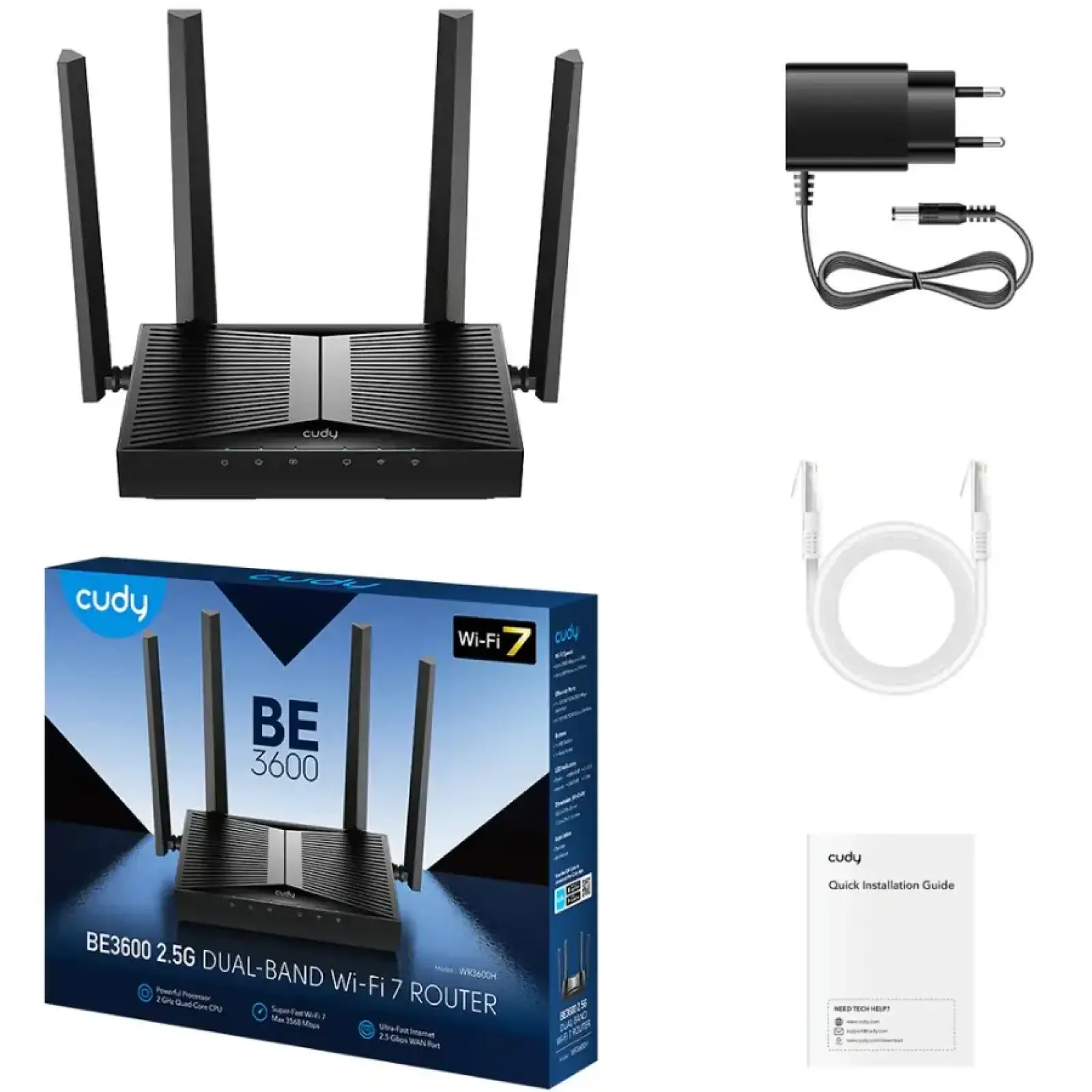 Маршрутизатор Cudy WR3600H, BE3600 2.5G Wi-Fi 7 Router UA