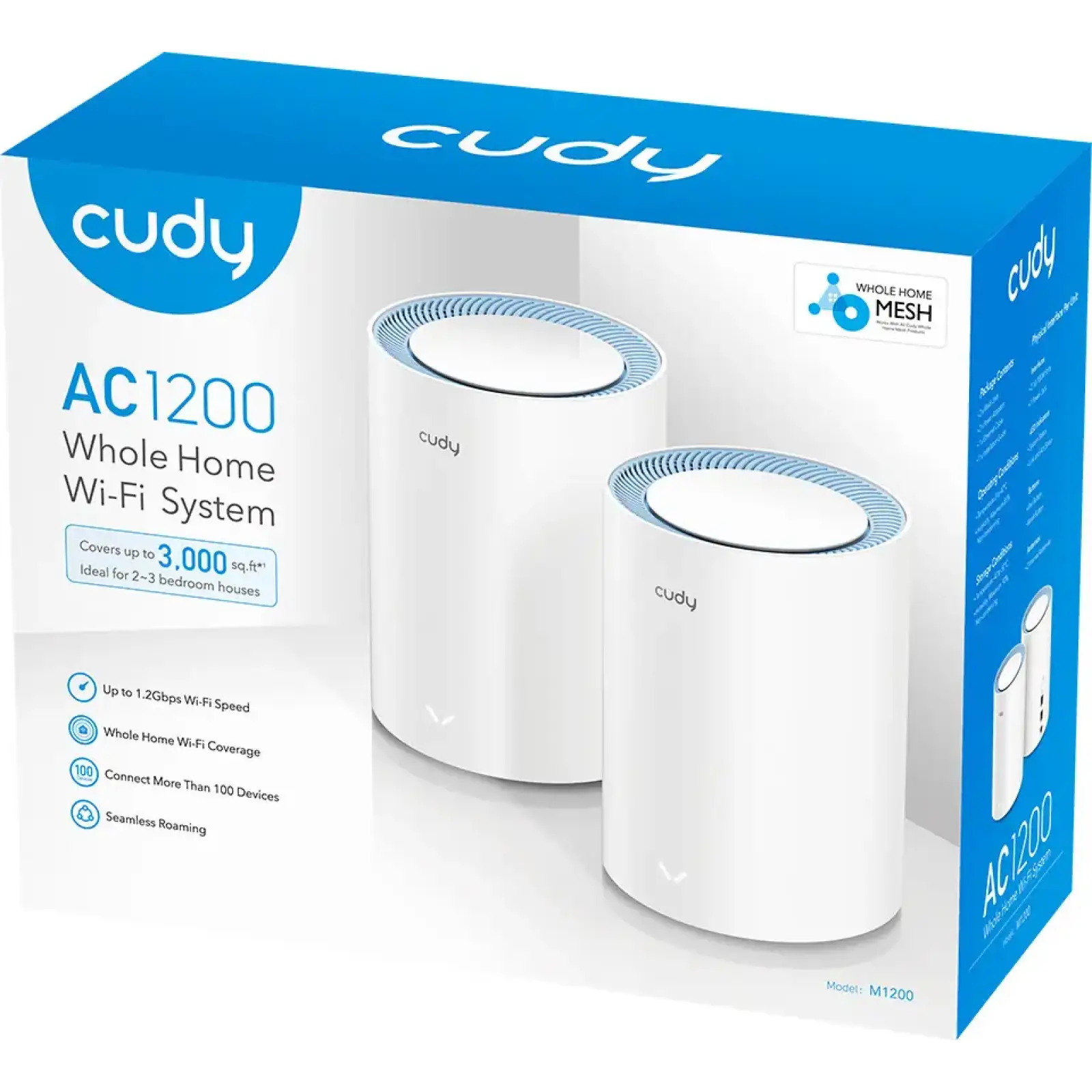 Система WiFi Cudy M1200(2-pack), AC1200 Wi-Fi Mesh Solution UA