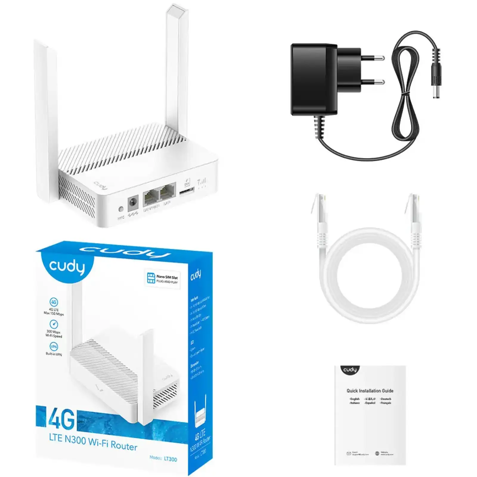 Маршрутизатор Cudy LT300, N300 Wi-Fi 4G LTE Cat4 Mini Router UA