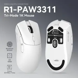 Мишка Attack Shark R1, Wireless/Bluetooth, 18000dpi, (PAW3311), 6кн., White (R1W_AS) UA