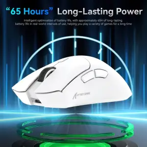 Мишка Attack Shark R1, Wireless/Bluetooth, 18000dpi, (PAW3311), 6кн., White (R1W_AS) UA