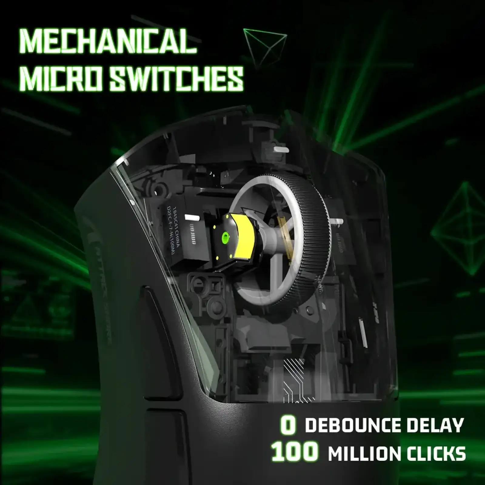 Мишка Attack Shark V3 Ultra-Light, Wireless, PAW3311 сенсор, 25000dpi., 6кн., Black (V3B_AS) UA