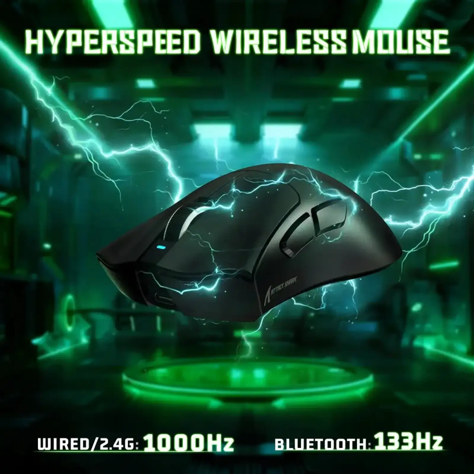 Мишка Attack Shark V3 Ultra-Light, Wireless, PAW3311 сенсор, 25000dpi., 6кн., Black (V3B_AS) UA