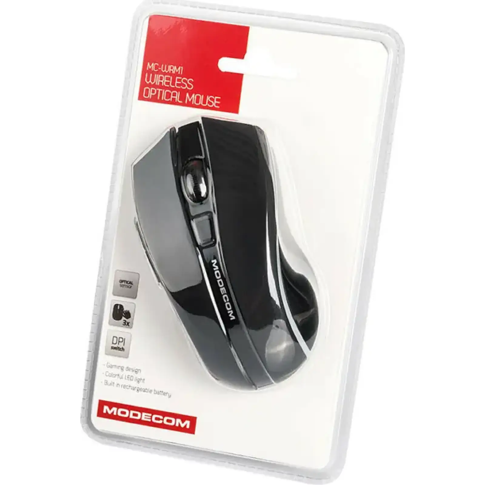 Мишка Modecom MC-WRM1, бездротова, зарядка, 3кн., 1600dpi, чорна (M-MC-WRM1-100) UA