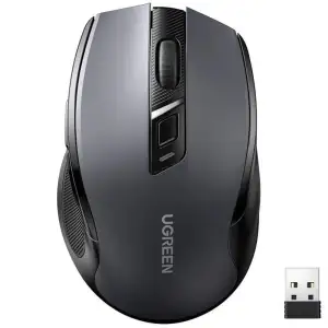 Мишка UGREEN 2.4GHz MU006, бездротова, Bluetooth, 4000dpi., 4кн.,Silence Design, Сіра (90855) UA