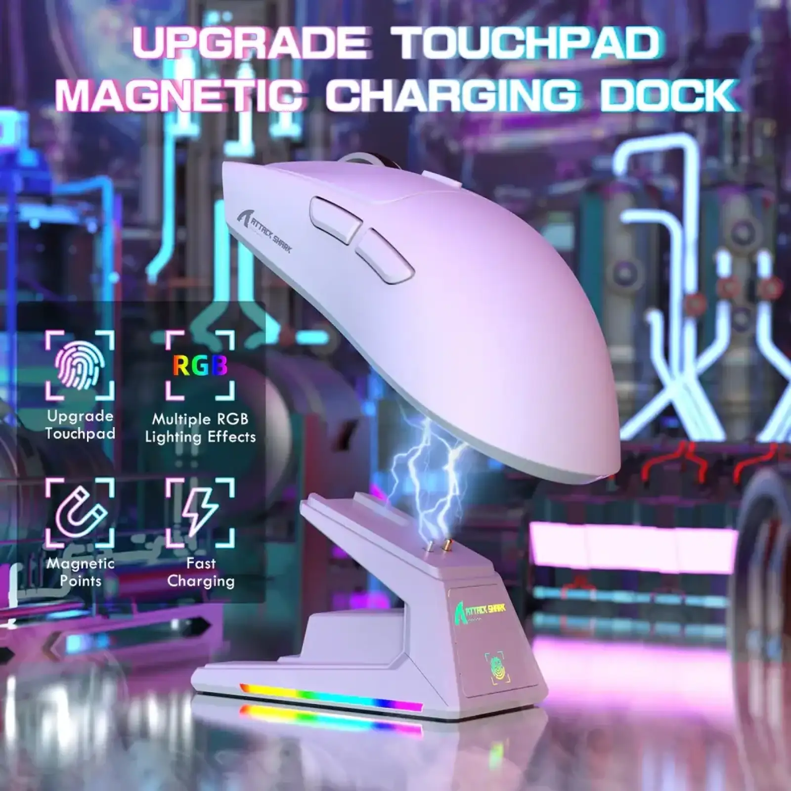 Мишка Attack Shark X1, Wireless/Bluetooth, 40000dpi. (PAW3395PRO), 6кн., White (X1W_AS) UA