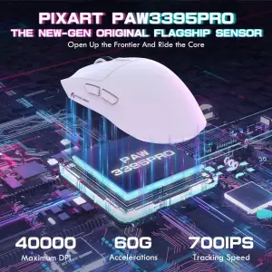 Мишка Attack Shark X1, Wireless/Bluetooth, 40000dpi. (PAW3395PRO), 6кн., White (X1W_AS) UA