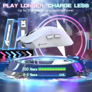Мишка Attack Shark X1, Wireless/Bluetooth, 40000dpi. (PAW3395PRO), 6кн., White (X1W_AS) UA