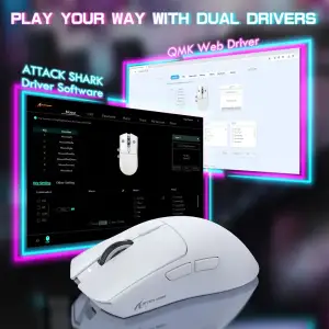 Мишка Attack Shark X1, Wireless/Bluetooth, 40000dpi. (PAW3395PRO), 6кн., White (X1W_AS) UA