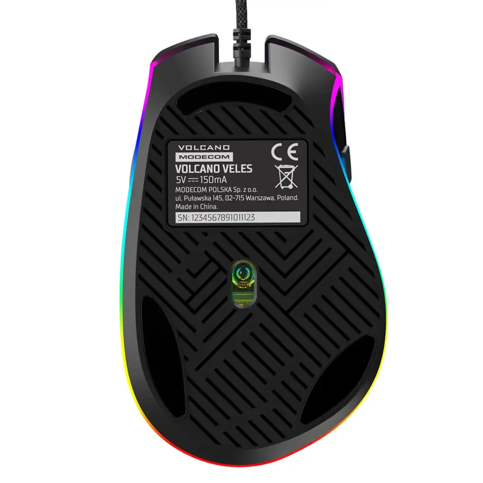 Мишка Modecom Veles Volcano, ігрова, 12800dpi., 8кн.,RGB, чорна (M-MC-VELES-100) UA