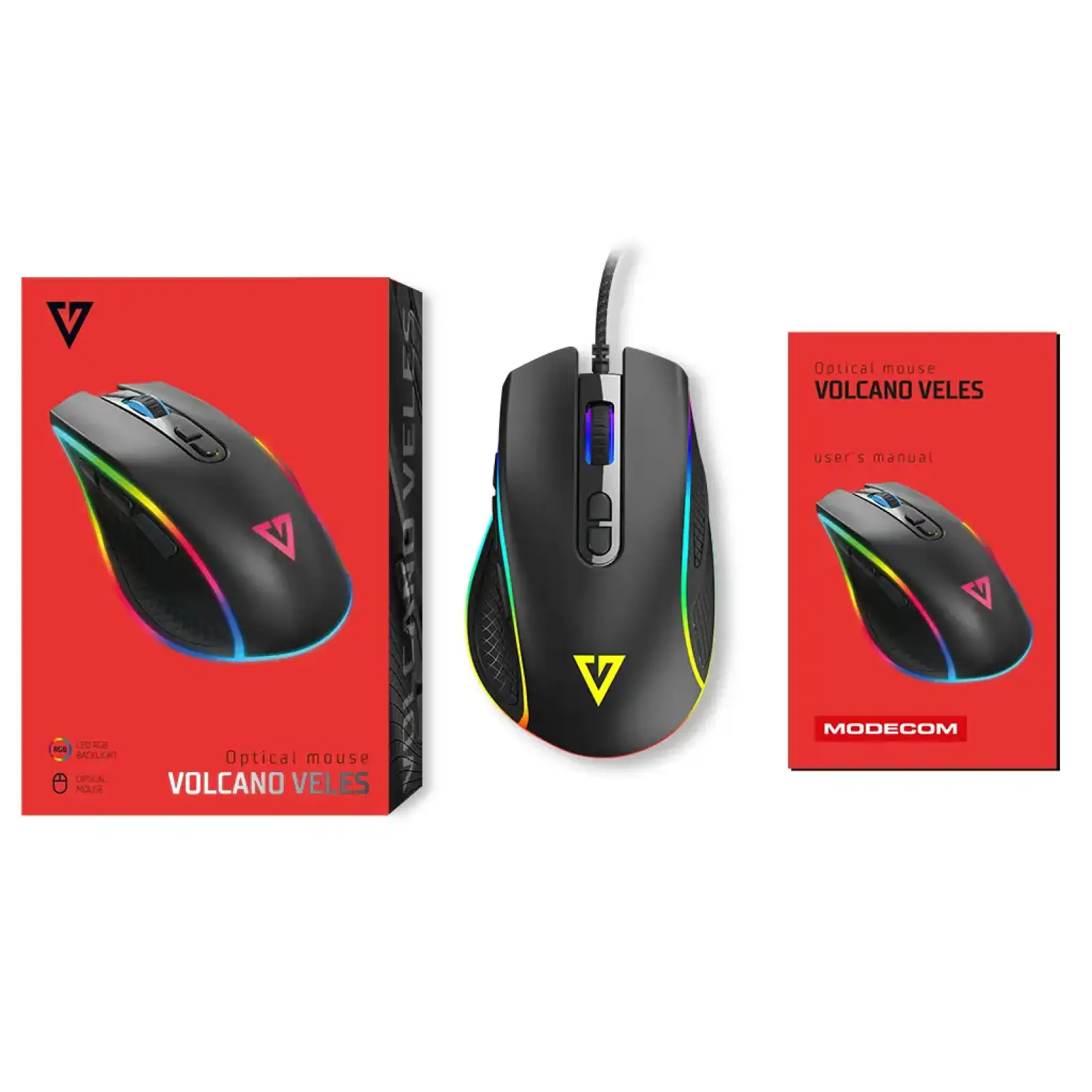 Мишка Modecom Veles Volcano, ігрова, 12800dpi., 8кн.,RGB, чорна (M-MC-VELES-100) UA