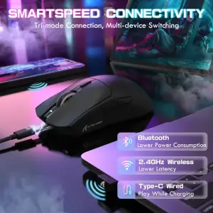 Мишка Attack Shark X1, Wireless/Bluetooth, 40000dpi. (PAW3395PRO), 6кн., Black (X1B_AS) UA