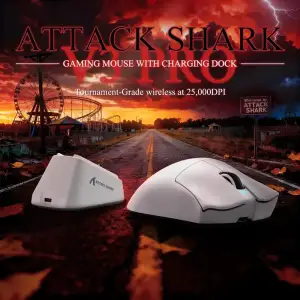 Мишка Attack Shark V3Pro Ultra-Light, Wireless/Bluetooth, 25000dpi. (PAW3311), 6кн., White (V3PROW_AS) UA