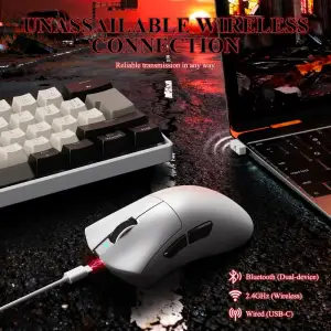 Мишка Attack Shark V3Pro Ultra-Light, Wireless/Bluetooth, 25000dpi. (PAW3311), 6кн., White (V3PROW_AS) UA