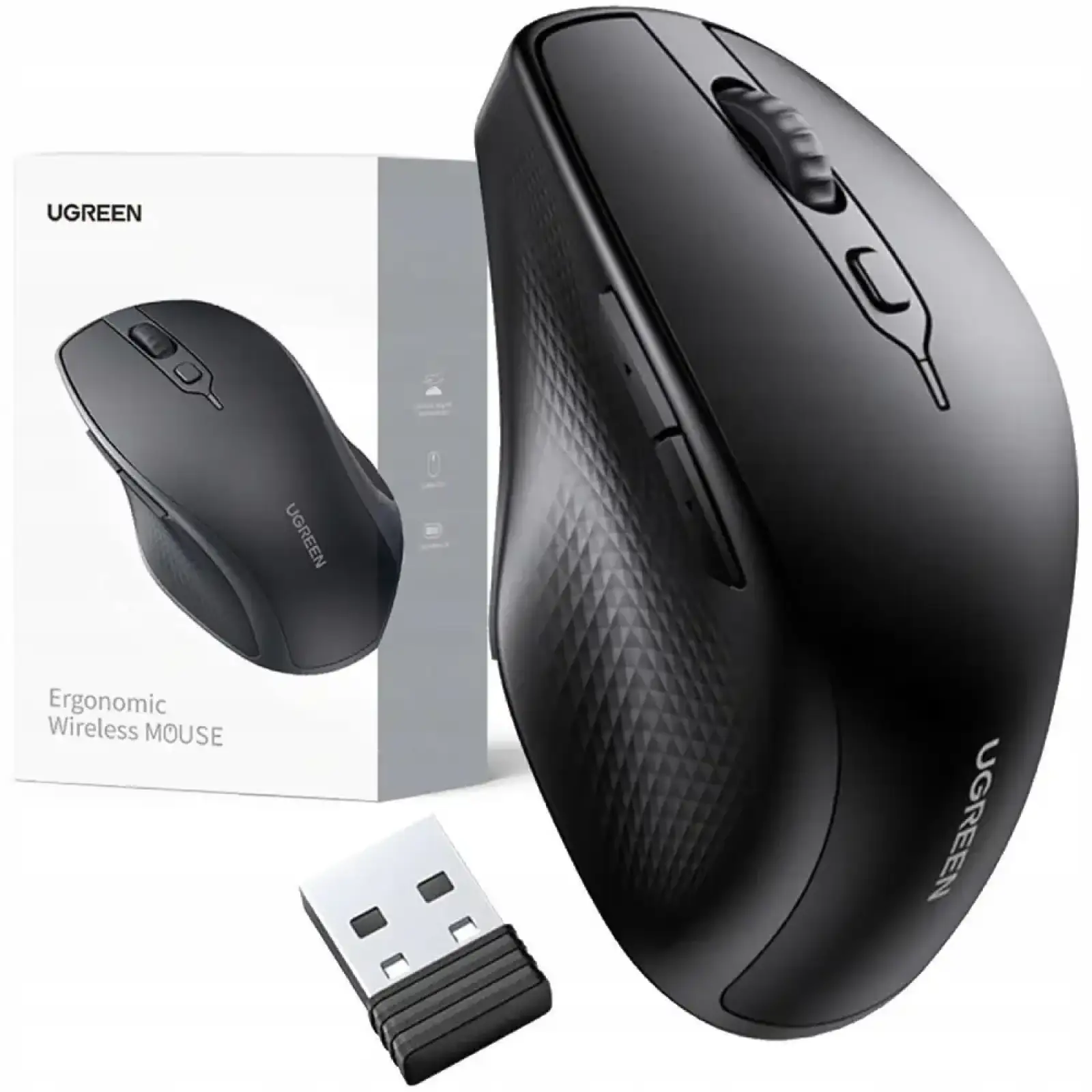 Мишка UGREEN 2.4GHz+Bluetooth MU101, бездротова, 4000dpi., 5кн., чорна (90395) UA