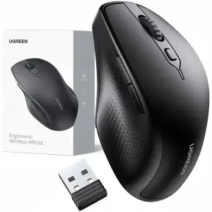 Мишка UGREEN 2.4GHz+Bluetooth MU101, бездротова, 4000dpi., 5кн., чорна (90395) UA