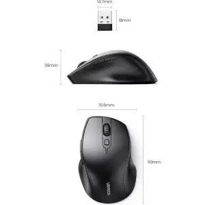 Мишка UGREEN 2.4GHz+Bluetooth MU101, бездротова, 4000dpi., 5кн., чорна (90395) UA