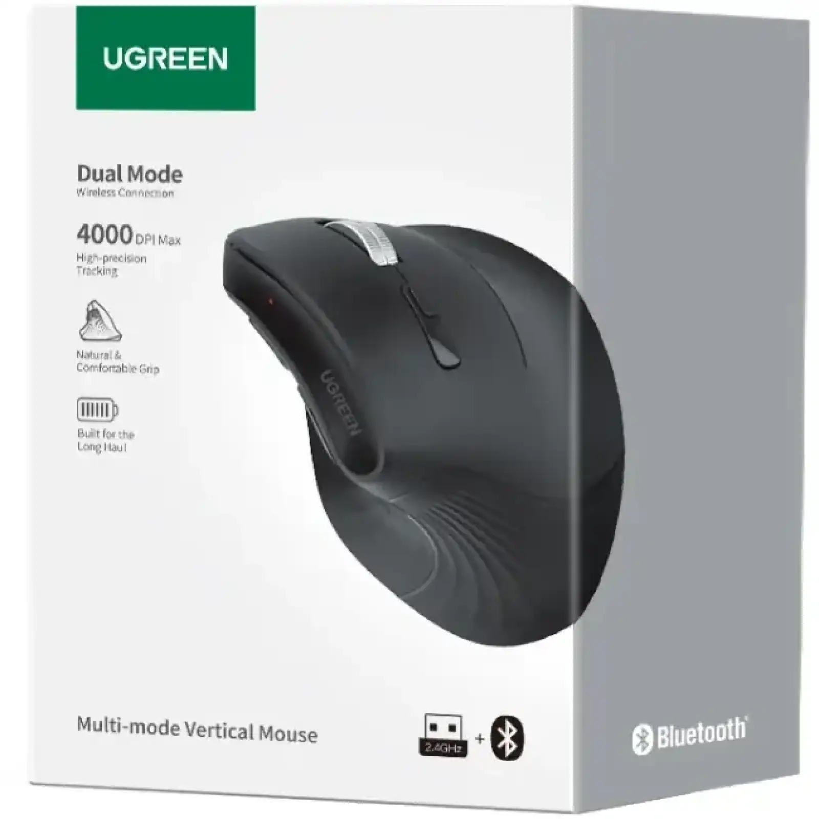 Мишка UGREEN 2.4GHz MU008, бездротова, вертикальна 4000dpi., 4кн., Чорна (25444) UA