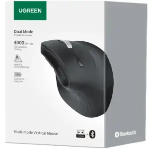 Мишка UGREEN 2.4GHz MU008, бездротова, вертикальна 4000dpi., 4кн., Чорна (25444) UA
