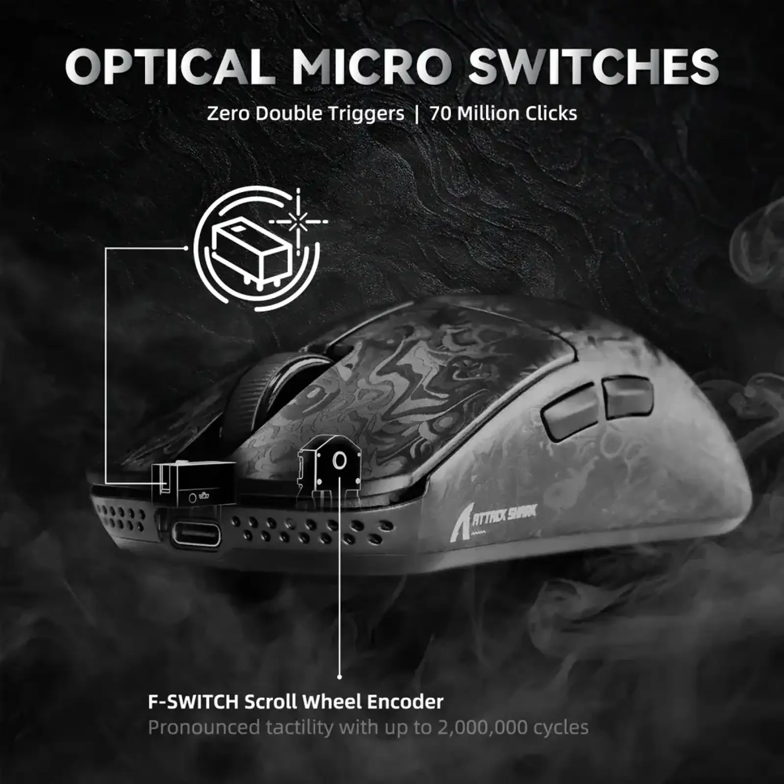 Мишка Attack Shark R11 Ultra, Wireless/Bluetooth, 42000dpi, (PAW3950MAX), 6кн., Ink Blade (R11ULTRAIB_AS) UA