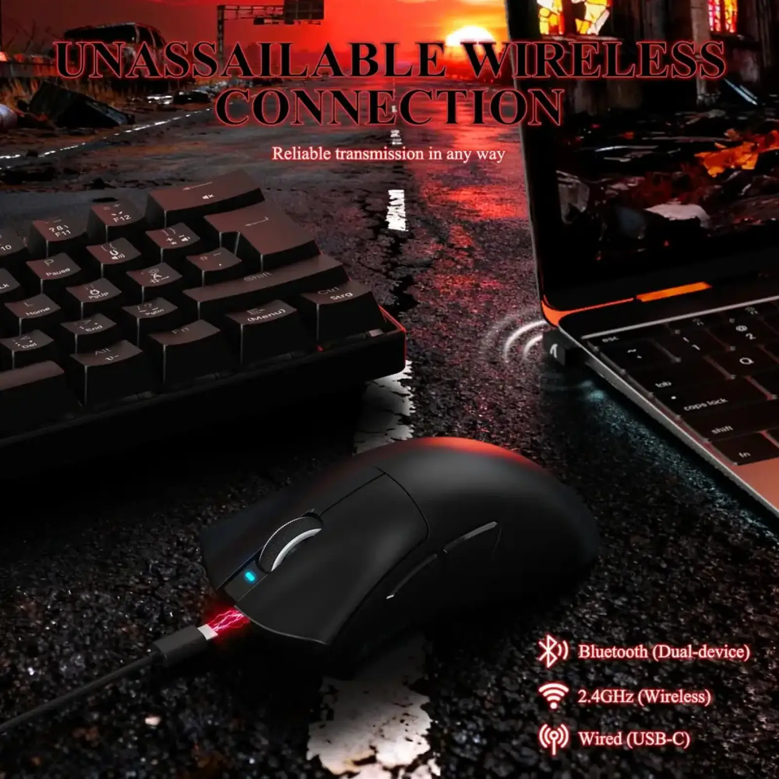 Мишка Attack Shark V3Pro Ultra-Light, Wireless/Bluetooth, 25000dpi. (PAW3311), 6кн., Black (V3PROB_AS) UA