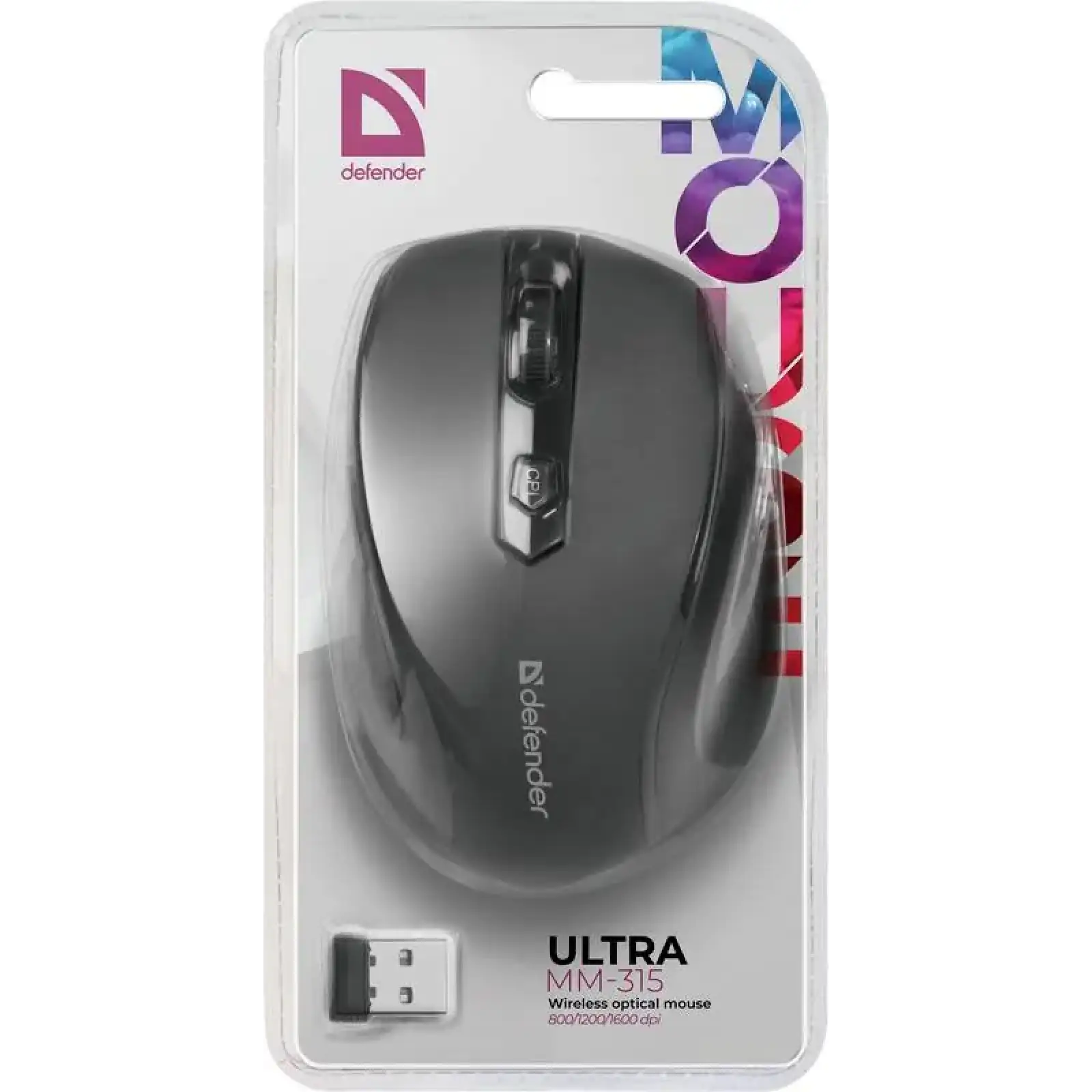 Мишка Defender Ultra MM-315, бездротова, 1200dpi., 6кн. чорна (52315) UA
