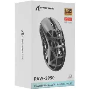 Мишка Attack Shark R2, Wireless/Bluetooth, 42000dpi. (PAW3950), 6кн., Silver gray (R2SGR_AS) UA