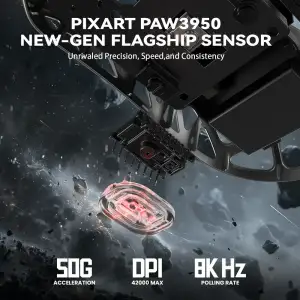 Мишка Attack Shark R2, Wireless/Bluetooth, 42000dpi. (PAW3950), 6кн., Silver gray (R2SGR_AS) UA