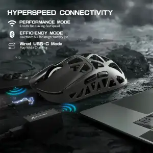 Мишка Attack Shark R2, Wireless/Bluetooth, 42000dpi. (PAW3950), 6кн., Silver gray (R2SGR_AS) UA