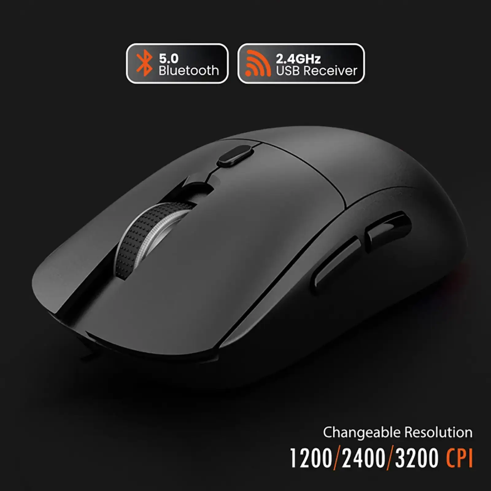 Мишка Media-Tech MT1124, бездротова Bluetooth+2.4G, 3200dpi., 5кн., Silent, чорна UA