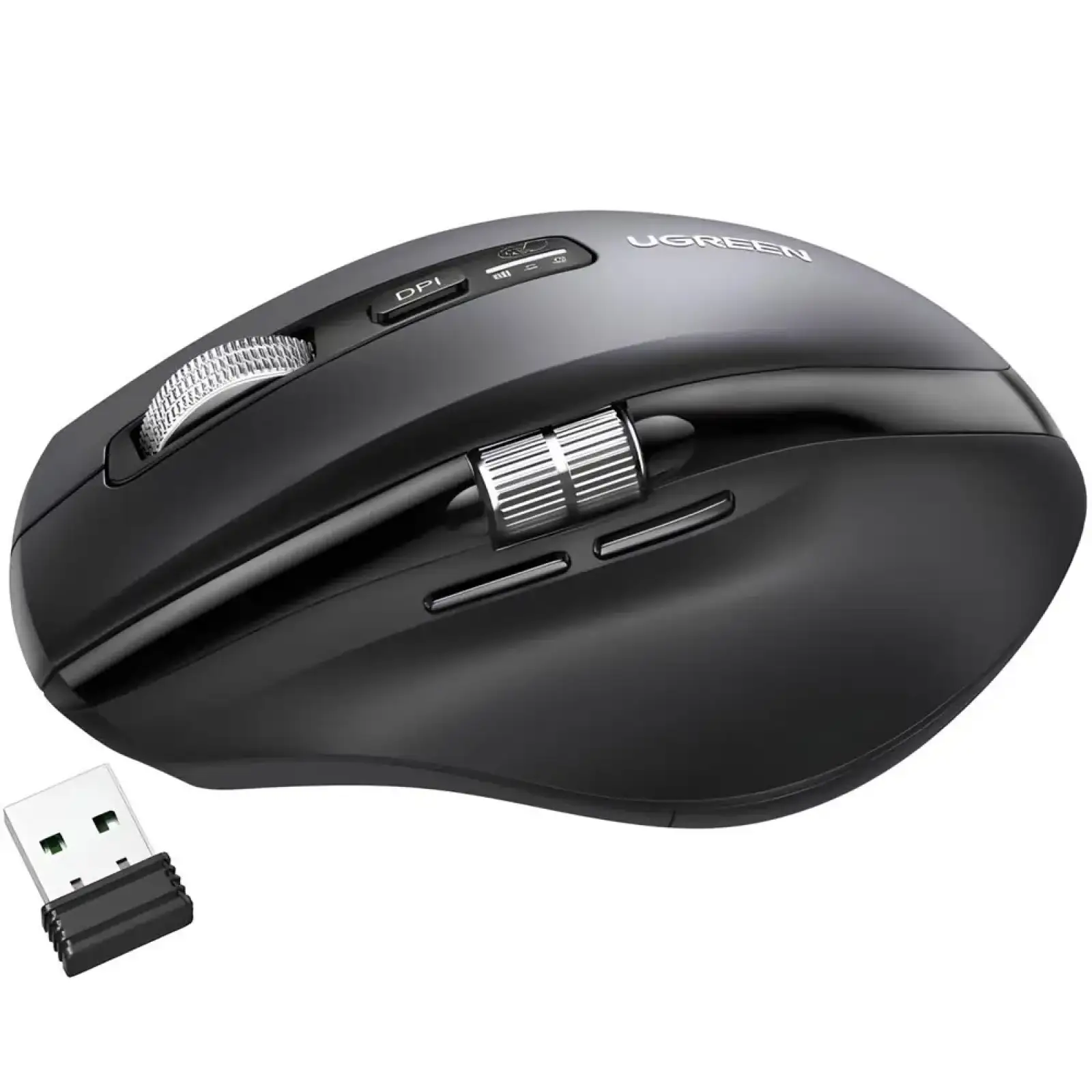 Мишка UGREEN 2.4GHz&BT M751 Ergonomic Contoured-Shape, бездротова, 5000dpi., 5кн., Чорна (45792) UA