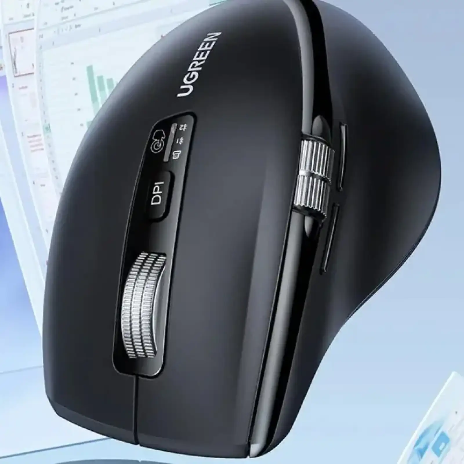 Мишка UGREEN 2.4GHz&BT M751 Ergonomic Contoured-Shape, бездротова, 5000dpi., 5кн., Чорна (45792) UA