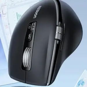 Мишка UGREEN 2.4GHz&BT M751 Ergonomic Contoured-Shape, бездротова, 5000dpi., 5кн., Чорна (45792) UA