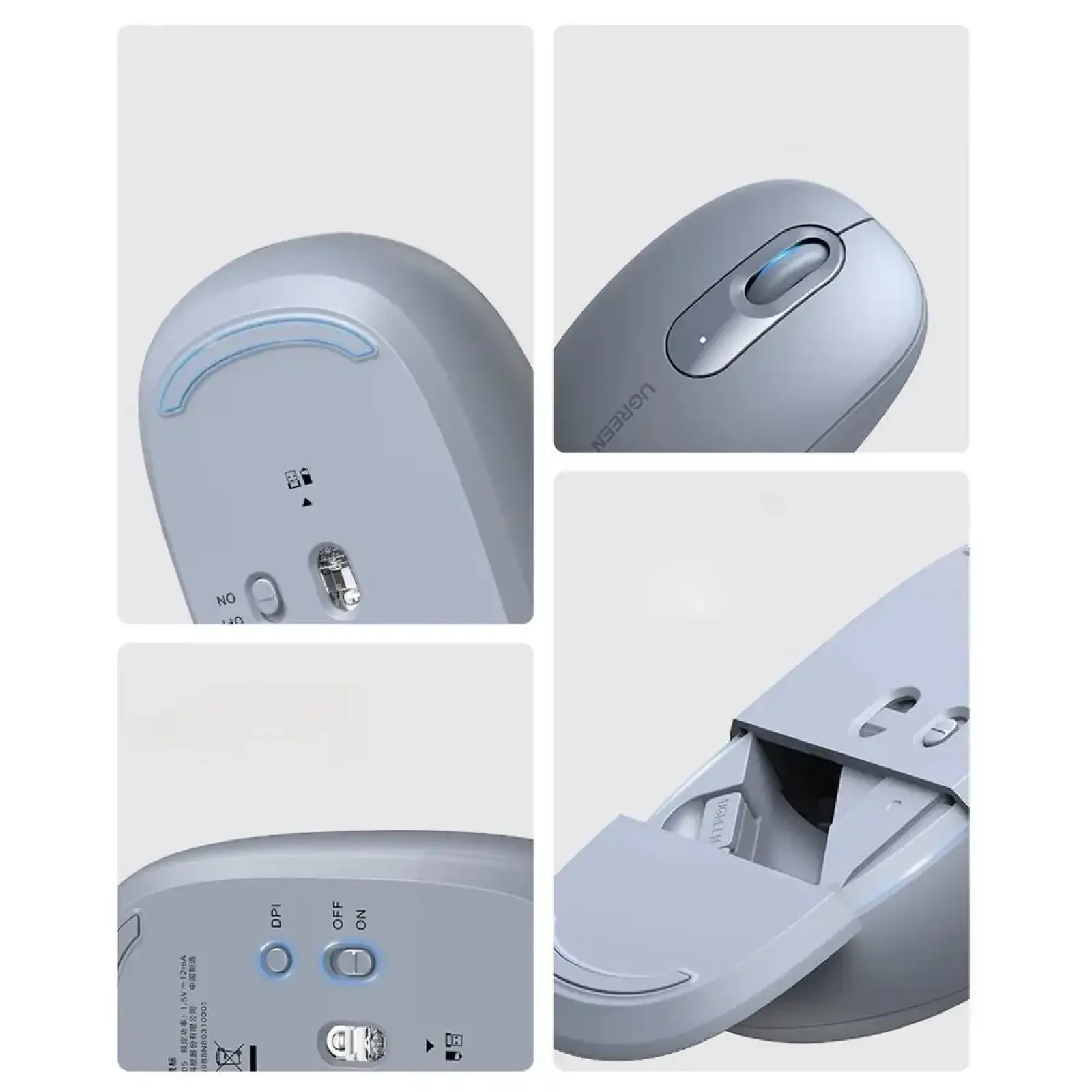 Мишка UGREEN 2.4GHz MU105, бездротова, 2400dpi., 3кн., Світло-синя (90671) UA