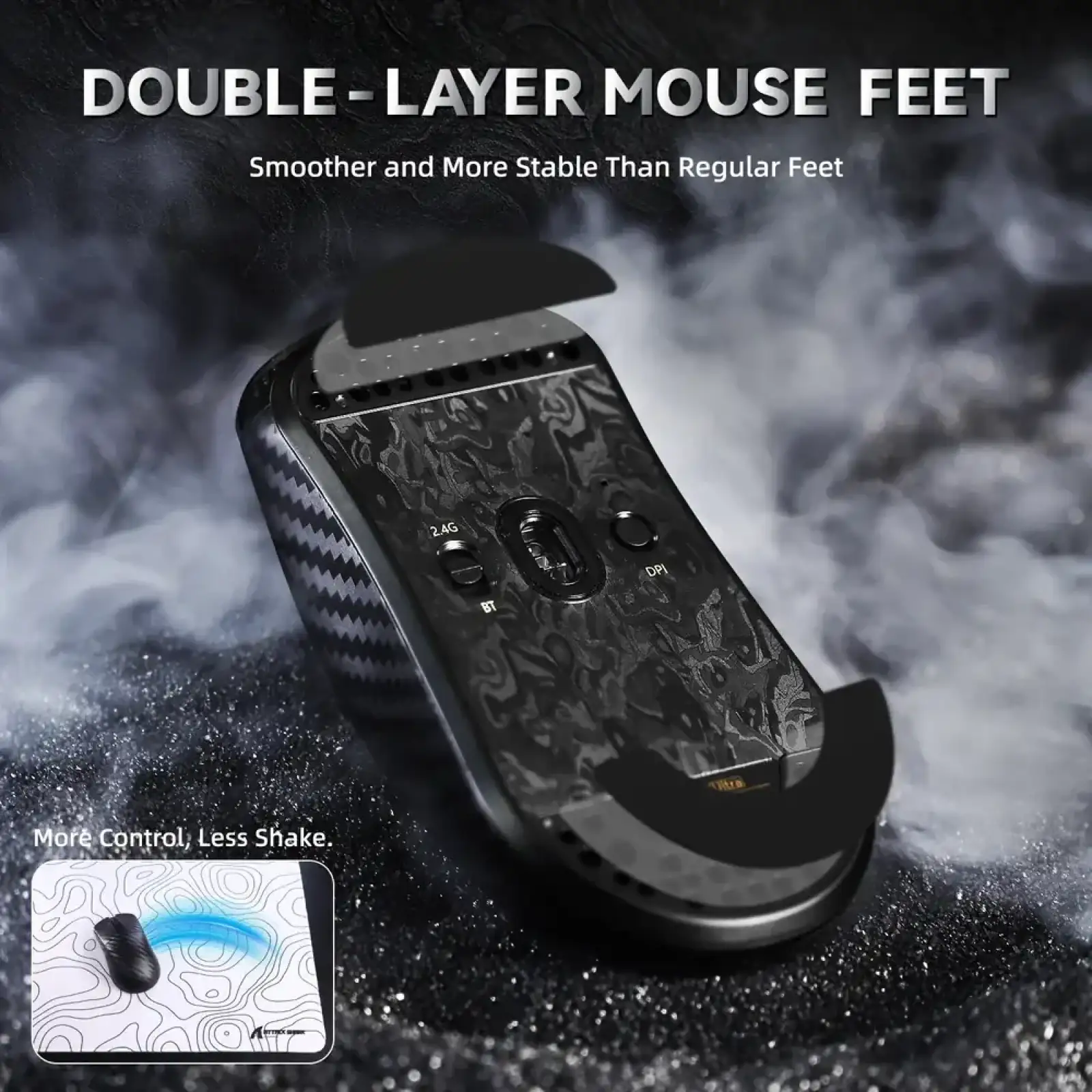 Мишка Attack Shark R11 Ultra, Wireless/Bluetooth, 42000dpi. (PAW3950MAX) 6кн., Phantom Shark (R11ULTRAPS_AS) UA