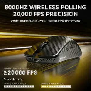 Мишка Attack Shark R11 Ultra, Wireless/Bluetooth, 42000dpi. (PAW3950MAX) 6кн., Phantom Shark (R11ULTRAPS_AS) UA