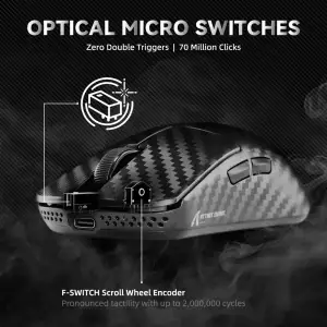 Мишка Attack Shark R11 Ultra, Wireless/Bluetooth, 42000dpi. (PAW3950MAX) 6кн., Phantom Shark (R11ULTRAPS_AS) UA