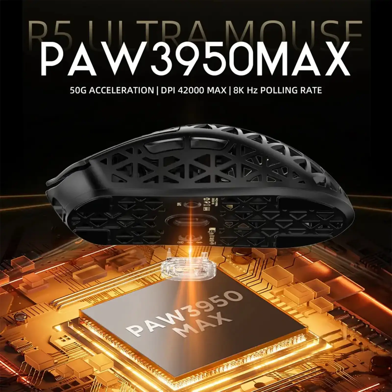 Мишка Attack Shark R5 Ultra, Wireless, PAW3950MAX сенсор, 42000dpi., 6кн., Black (R5ULTRAB_AS) UA