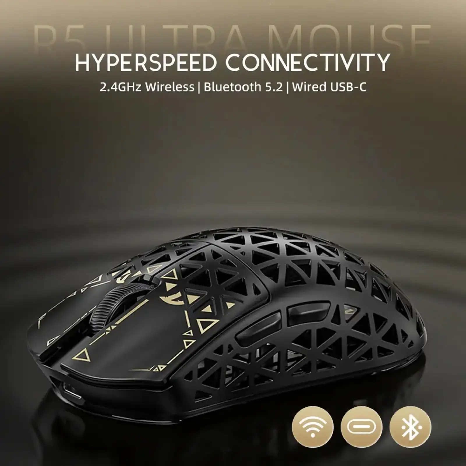 Мишка Attack Shark R5 Ultra, Wireless, PAW3950MAX сенсор, 42000dpi., 6кн., Black (R5ULTRAB_AS) UA