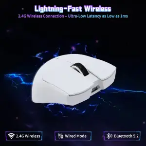 Мишка Attack Shark X11SE, Wireless/Bluetooth, 22000dpi. (PAW3311), 6кн., White (X11SEW_AS) UA