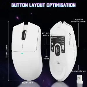 Мишка Attack Shark X11SE, Wireless/Bluetooth, 22000dpi. (PAW3311), 6кн., White (X11SEW_AS) UA